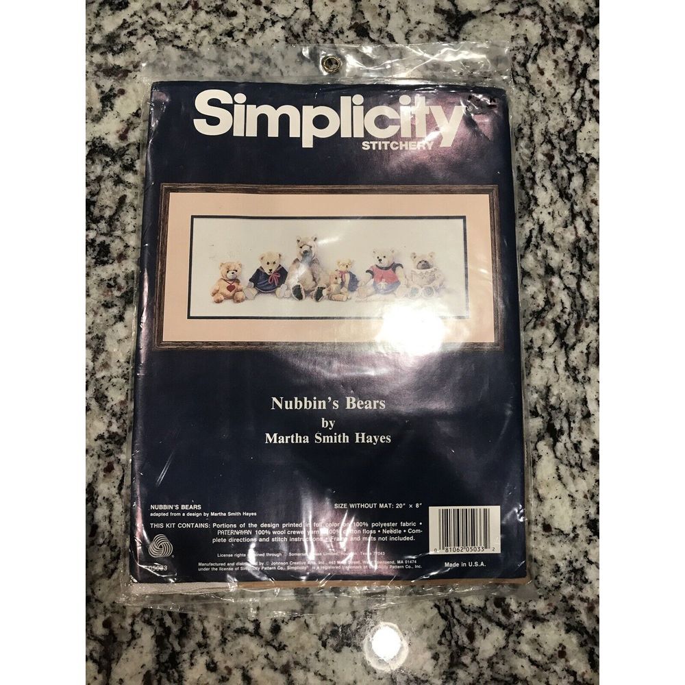 Simplicity Stitchery Nubbin's Bears By‎ Martha Smith  Hayes 20 x 8 Panel New